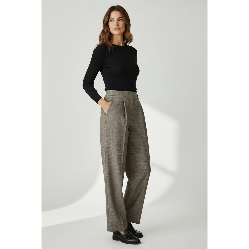 JH COLLECTIBLES 100% WOOL BROWN PLEATED TWEED LINED SLACKS WOMEN'S SIZE 6
